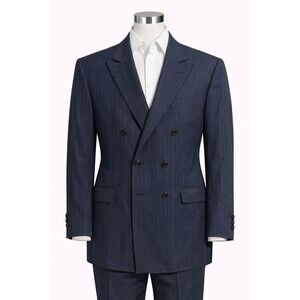 Size-XXL 48L Todays Man Super 100s Wool Navy Pinstripe Blazer Italy